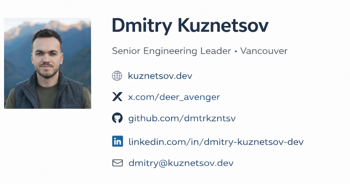 Dmitry Kuznetsov — Senior Engineering Leader